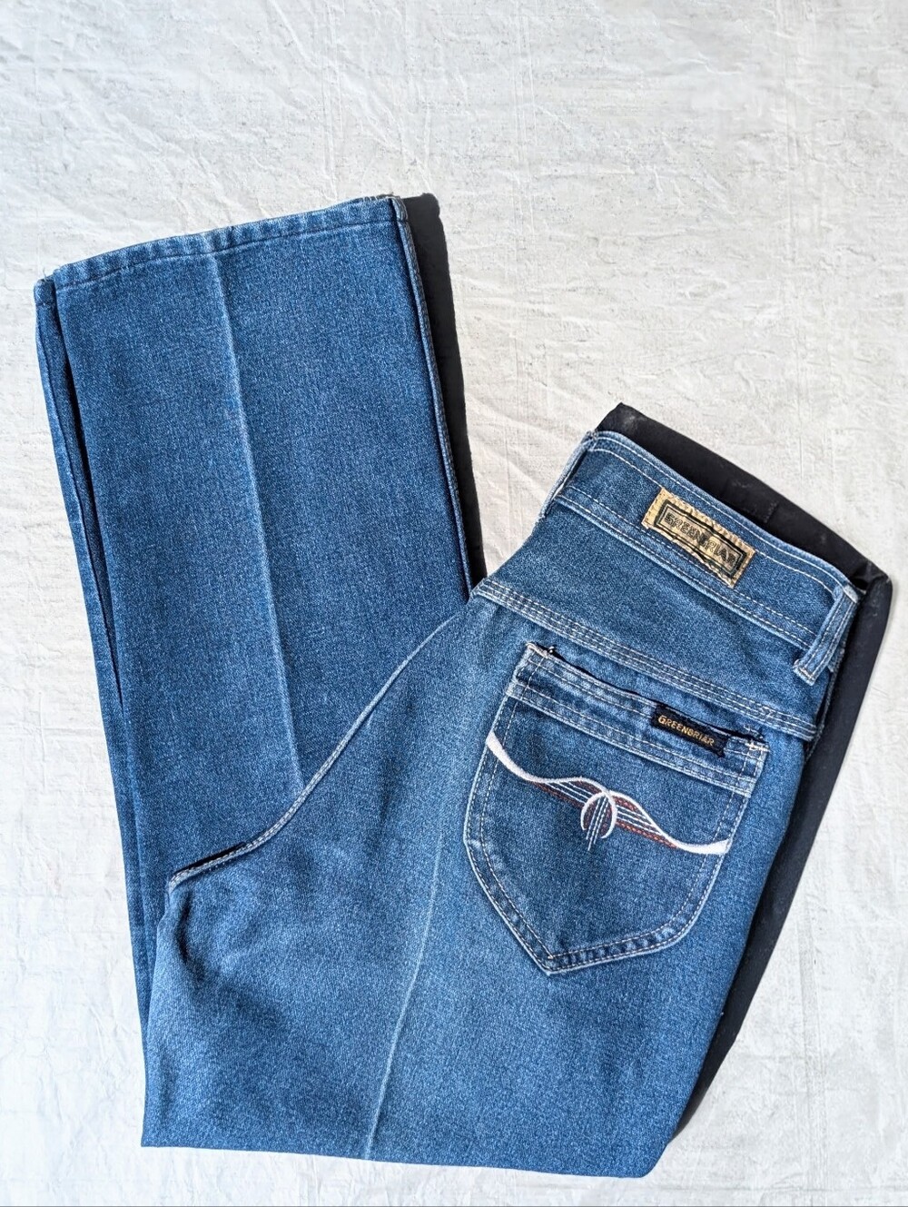 29x24 Vintage Western Jeans High Waist Triple Stitch Straight Leg Petite Inseam